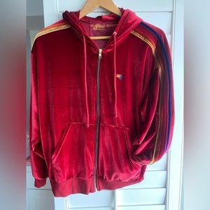 New without tags Aviator Nation velvet/velour red zip hood.
